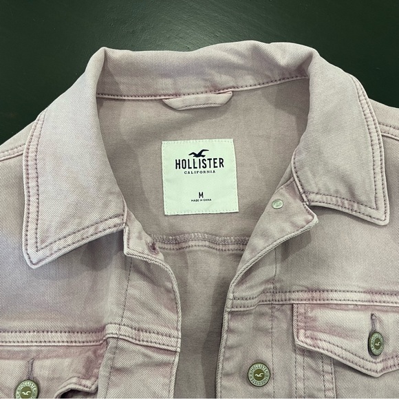 Hollister Women’s Lavender Crop Denim Jacket Sz Medium - Picture 4 of 6